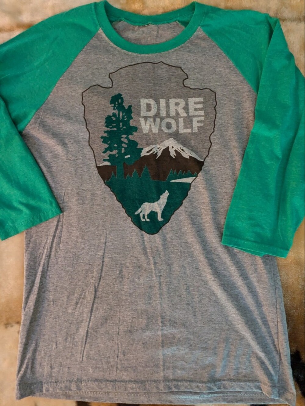 Dire Wolf Grateful Dead Lot Raglan Men's Shirt